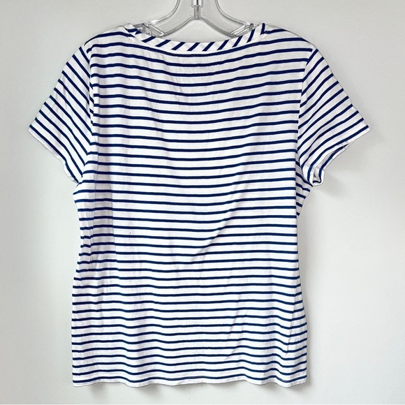 Talbots Navy Stripe Lemon Sequined T-shirt - Picture 2 of 8